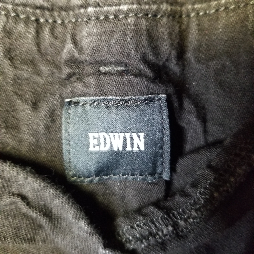 Edwin Harlow Anthropologie Jeans Relaxed Tapered Pleated Waist Nero 27 30 - Picture 8 of 16